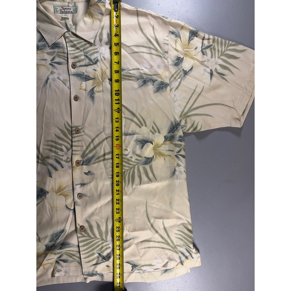 Tommy Bahama Button Down Shirt Mens XL Beige Silk Floral Tropical Camp Relaxed - Picture 5 of 10